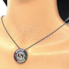 Rhodium Plated Pendant Necklace, Initials Design, with Multicolor Cubic Zirconia, Polished, Rhodium Finish, 04.210.0021.3.20
