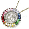 Rhodium Plated Pendant Necklace, Initials Design, with Multicolor Cubic Zirconia, Polished, Rhodium Finish, 04.210.0021.3.20