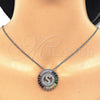 Rhodium Gold Filled Pendant Necklace, Initials Design, with Multicolor Cubic Zirconia, Polished, Rhodium Finish, 04.210.0021.3.20 (02 MM Thickness, 20 Inches Length)