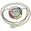 Rhodium Gold Filled Pendant Necklace, Initials Design, with Multicolor Cubic Zirconia, Polished, Rhodium Finish, 04.210.0021.3.20 (02 MM Thickness, 20 Inches Length)