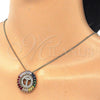 Oro Laminado Pendant Necklace, Gold Filled Style Initials Design, with Multicolor Cubic Zirconia, Polished, Golden Finish, 04.210.0022.1.20 (02 MM Thickness, 20 Inches Length)