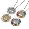 Oro Laminado Pendant Necklace, Gold Filled Style Initials Design, with Multicolor Cubic Zirconia, Polished, Golden Finish, 04.210.0022.1.20 (02 MM Thickness, 20 Inches Length)