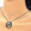 Rhodium Plated Pendant Necklace, Initials Design, with Multicolor Cubic Zirconia, Polished, Rhodium Finish, 04.210.0022.3.20