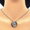 Rhodium Gold Filled Pendant Necklace, Initials Design, with Multicolor Cubic Zirconia, Polished, Rhodium Finish, 04.210.0022.3.20 (02 MM Thickness, 20 Inches Length)