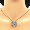 Oro Laminado Pendant Necklace, Gold Filled Style Initials Design, with White Cubic Zirconia, Polished, Golden Finish, 04.210.0023.20 (02 MM Thickness, 20 Inches Length)