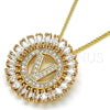 Oro Laminado Pendant Necklace, Gold Filled Style Initials Design, with White Cubic Zirconia, Polished, Golden Finish, 04.210.0023.20 (02 MM Thickness, 20 Inches Length)