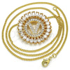 Oro Laminado Pendant Necklace, Gold Filled Style Initials Design, with White Cubic Zirconia, Polished, Golden Finish, 04.210.0023.20 (02 MM Thickness, 20 Inches Length)