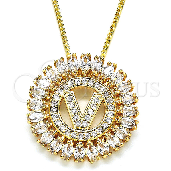 Gold Filled Necklace — Pendant Necklace Initials Design with White Cubic Zirconia — main product view — SKU 126521 | Oro Laminado collar — Pendant Necklace Initials diseño with blanco Cubic Zirconia — SKU 126521