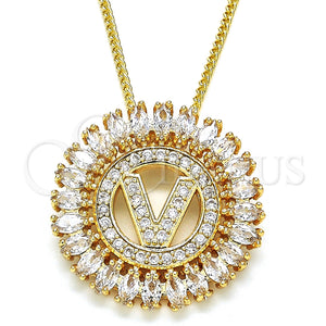 Gold Filled Necklace — Pendant Necklace Initials Design with White Cubic Zirconia — main product view — SKU 126521 | Oro Laminado collar — Pendant Necklace Initials diseño with blanco Cubic Zirconia — SKU 126521