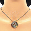 Oro Laminado Pendant Necklace, Gold Filled Style Initials Design, with Multicolor Cubic Zirconia, Polished, Golden Finish, 04.210.0023.1.20 (02 MM Thickness, 20 Inches Length)