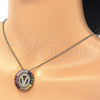 Oro Laminado Pendant Necklace, Gold Filled Style Initials Design, with Multicolor Cubic Zirconia, Polished, Golden Finish, 04.210.0023.1.20 (02 MM Thickness, 20 Inches Length)