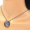 Rhodium Gold Filled Pendant Necklace, Initials Design, with Multicolor Cubic Zirconia, Polished, Rhodium Finish, 04.210.0023.3.20 (02 MM Thickness, 20 Inches Length)