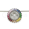 Rhodium Gold Filled Pendant Necklace, Initials Design, with Multicolor Cubic Zirconia, Polished, Rhodium Finish, 04.210.0023.3.20 (02 MM Thickness, 20 Inches Length)