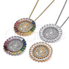 Rhodium Gold Filled Pendant Necklace, Initials Design, with Multicolor Cubic Zirconia, Polished, Rhodium Finish, 04.210.0023.3.20 (02 MM Thickness, 20 Inches Length)
