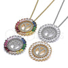 Oro Laminado Pendant Necklace, Gold Filled Style Initials Design, with Multicolor Cubic Zirconia, Polished, Golden Finish, 04.210.0024.1.20 (02 MM Thickness, 20 Inches Length)
