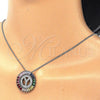 Rhodium Gold Filled Pendant Necklace, Initials Design, with Multicolor Cubic Zirconia, Polished, Rhodium Finish, 04.210.0024.3.20 (02 MM Thickness, 20 Inches Length)