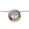 Rhodium Gold Filled Pendant Necklace, Initials Design, with Multicolor Cubic Zirconia, Polished, Rhodium Finish, 04.210.0024.3.20 (02 MM Thickness, 20 Inches Length)