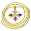 Oro Laminado Pendant Necklace, Gold Filled Style with Multicolor Cubic Zirconia, Polished, Golden Finish, 04.210.0028.18 (02 MM Thickness, 18 Inches Length)