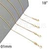 Oro Laminado Basic Necklace, Gold Filled Style Box Design, Polished, Golden Finish, 04.179.0012.18 (01 MM Thickness, 18 Inches Length)