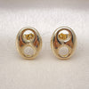 Oro Laminado Stud Earring, Gold Filled Style Puff Mariner Design, Polished, Golden Finish, 02.63.2671