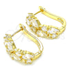 Oro Laminado Huggie Hoop, Gold Filled Style with White Cubic Zirconia, Polished, Golden Finish, 02.316.0051.2.15