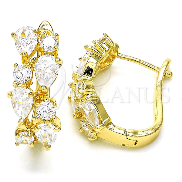 Gold Filled Hoop Earrings — Huggie Hoop with White Cubic Zirconia Polished 02. — main product view — SKU 126589 | Oro Laminado aretes de aro — Huggie Hoop with blanco Cubic Zirconia pulido 02. — SKU 126589