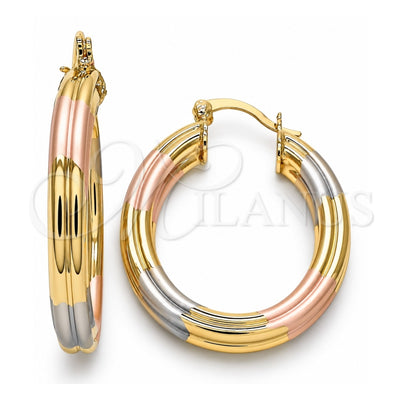 Oro Laminado Medium Hoop, Gold Filled Style Polished, Tricolor, 02.170.0247.30