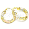 Oro Laminado Small Hoop, Gold Filled Style Twist Design, Polished, Tricolor, 02.170.0249.25