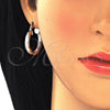 Oro Laminado Small Hoop, Gold Filled Style Diamond Cutting Finish, Tricolor, 02.170.0250.25