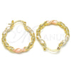 Oro Laminado Small Hoop, Gold Filled Style Twist Design, Polished, Tricolor, 02.170.0251.25