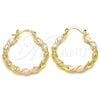 Oro Laminado Small Hoop, Gold Filled Style Twist Design, Polished, Tricolor, 02.170.0251.25
