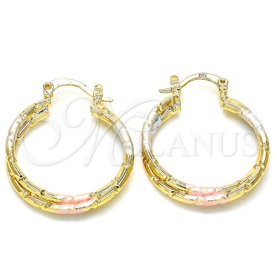 Oro Laminado aretes de aro — Small Hoop pulido Tricolor 02. por Mayoreo, vista principal del producto