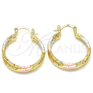 Gold Filled Hoop Earrings — Small Hoop Polished Tricolor 02. — main product view — SKU 126599 | Oro Laminado aretes de aro — Small Hoop pulido Tricolor 02. — SKU 126599