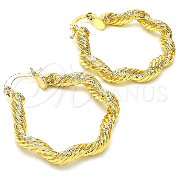 Gold Filled Hoop Earrings — Medium Hoop Twist Design Polished 02. — alternate product view — SKU 126600 | Oro Laminado aretes de aro — Medium Hoop Twist diseño pulido 02. — SKU 126600