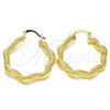 Gold Filled Hoop Earrings — Medium Hoop Twist Design Polished 02. — alternate product view — SKU 126600 | Oro Laminado aretes de aro — Medium Hoop Twist diseño pulido 02. — SKU 126600