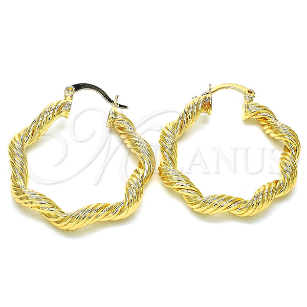 Oro Laminado Medium Hoop, Gold Filled Style Twist Design, Polished, Golden Finish, 02.170.0124.30