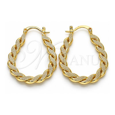 Oro Laminado Small Hoop, Gold Filled Style Twist Design, Polished, Golden Finish, 02.170.0253.25
