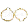 Oro Laminado Medium Hoop, Gold Filled Style Twist Design, Matte Finish, Tricolor, 02.170.0260.40