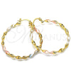 Oro Laminado Medium Hoop, Gold Filled Style Twist Design, Matte Finish, Tricolor, 02.170.0260.40