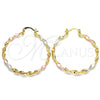 Oro Laminado Medium Hoop, Gold Filled Style Twist Design, Matte Finish, Tricolor, 02.170.0260.40