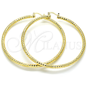 Gold Filled Hoop Earrings — Extra Large Hoop Diamond Cutting 02. — main product view — SKU 126626 | Oro Laminado aretes de aro — Extra Large Hoop Diamond Cutting 02. — SKU 126626