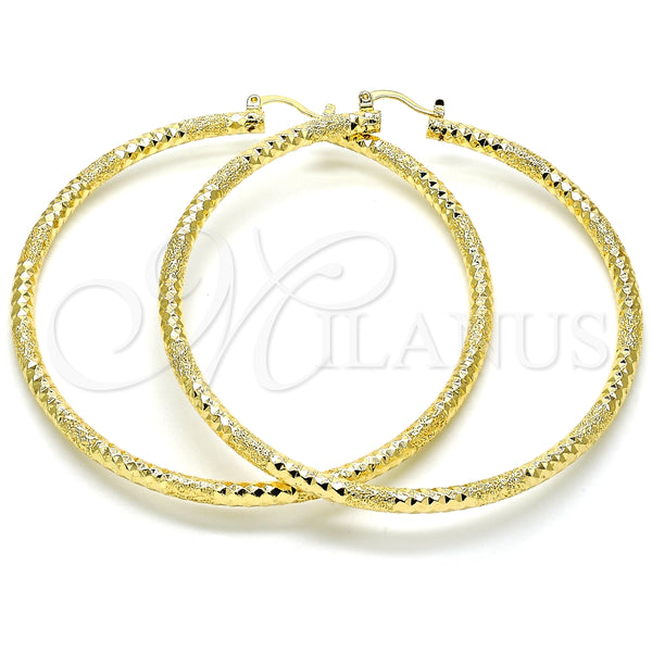 Gold Filled Hoop Earrings — Extra Large Hoop Diamond Cutting 02. — main product view — SKU 126626 | Oro Laminado aretes de aro — Extra Large Hoop Diamond Cutting 02. — SKU 126626