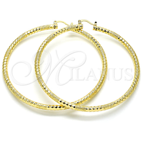 Oro Laminado Extra Large Hoop, Gold Filled Style Diamond Cutting Finish, Golden Finish, 02.170.0242.80