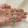 Oro Laminado Necklace, Bracelet, Earring and Ring, Gold Filled Style Turtle Design, with White Crystal, Turquoise Enamel Finish, Golden Finish, 10.63.0589.1