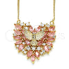 Oro Laminado Pendant Necklace, Gold Filled Style Eagle and Heart Design, with Rose and White Cubic Zirconia, Polished, Golden Finish, 04.156.0187.2.20 (02 MM Thickness, 20 Inches Length)