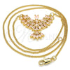 Oro Laminado Pendant Necklace, Gold Filled Style Eagle Design, with Rose Water Opal Cubic Zirconia, Polished, Golden Finish, 04.156.0188.20 (02 MM Thickness, 20 Inches Length)
