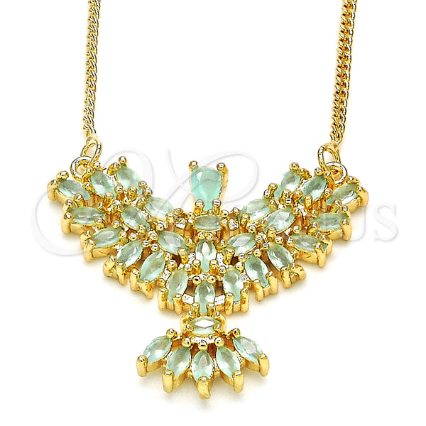 Oro Laminado Pendant Necklace, Gold Filled Style Eagle Design, with White Cubic Zirconia, Polished, Golden Finish, 04.156.0188.1.20 (02 MM Thickness, 20 Inches Length)