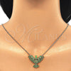 Oro Laminado Pendant Necklace, Gold Filled Style Eagle Design, with Green Cubic Zirconia, Polished, Golden Finish, 04.156.0188.3.20 (02 MM Thickness, 20 Inches Length)