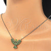 Oro Laminado Pendant Necklace, Gold Filled Style Eagle Design, with Green Cubic Zirconia, Polished, Golden Finish, 04.156.0188.3.20 (02 MM Thickness, 20 Inches Length)