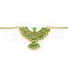 Oro Laminado Pendant Necklace, Gold Filled Style Eagle Design, with Green Cubic Zirconia, Polished, Golden Finish, 04.156.0188.3.20 (02 MM Thickness, 20 Inches Length)